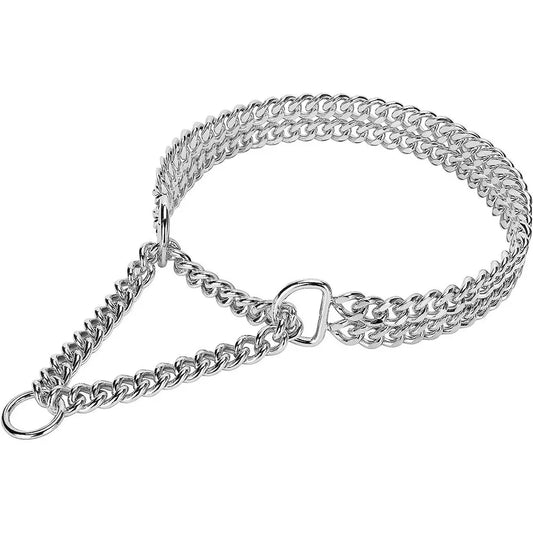 Gold Dog Chain Collar Stainless Steel 18K Chew Proof Training Double Row Pet Chains Collars for Medium Large Dogs