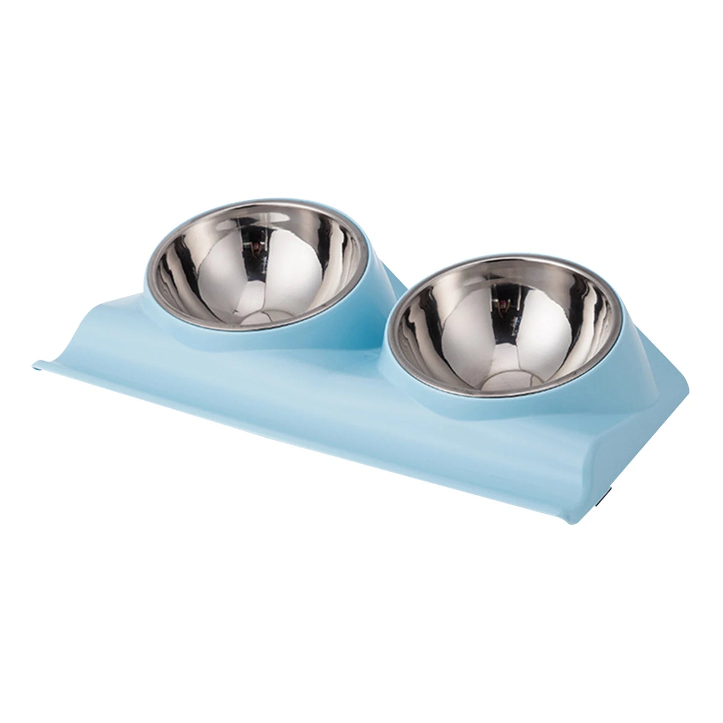 15 Degree Tilted Non Slip Food Water Cat Pet Supplies Stainless Steel With Raised Stand Home Puppy Double Dog Bowl Feeder