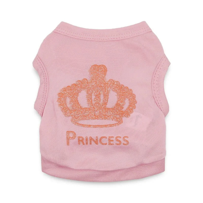 Cool Crown Pattern Princess Clothing for Small Dogs Dog Cat Shirt Puppy Vest Puppy TeeClothes Tank Top Pet Apparel