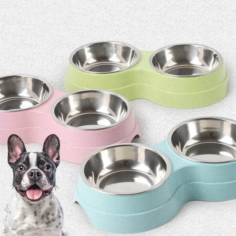 Stainless Steel Double Pet Bowls,Food and Water Feeder,Pet Drinking Feeder,Cat and Puppy Feeding Supplies, Small Dog Accessories