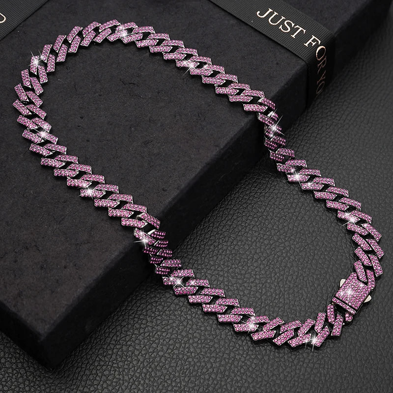 15MM Rhombus-shaped Diamond Cuban Collar Pet Cuban Collar Walking Metal Chain Collar Accessories for Dogs Cats Chain