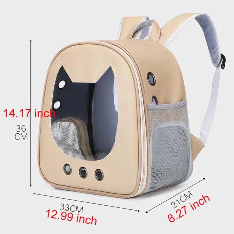 Soft comfortable luxury cat backpack Carrier Bag PU small animal carrier Portable Travel Outdoor Backpack Cat dog Pet Supplies