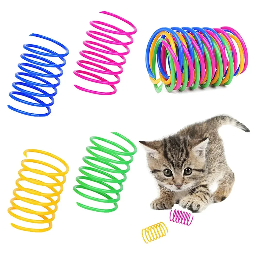 4/8pcs Pet Toys Colorful Cat Coil Toy Durable Plastic Spiral Spring Cat Toy Interactive Toy Activity Cats Hunting Exercise