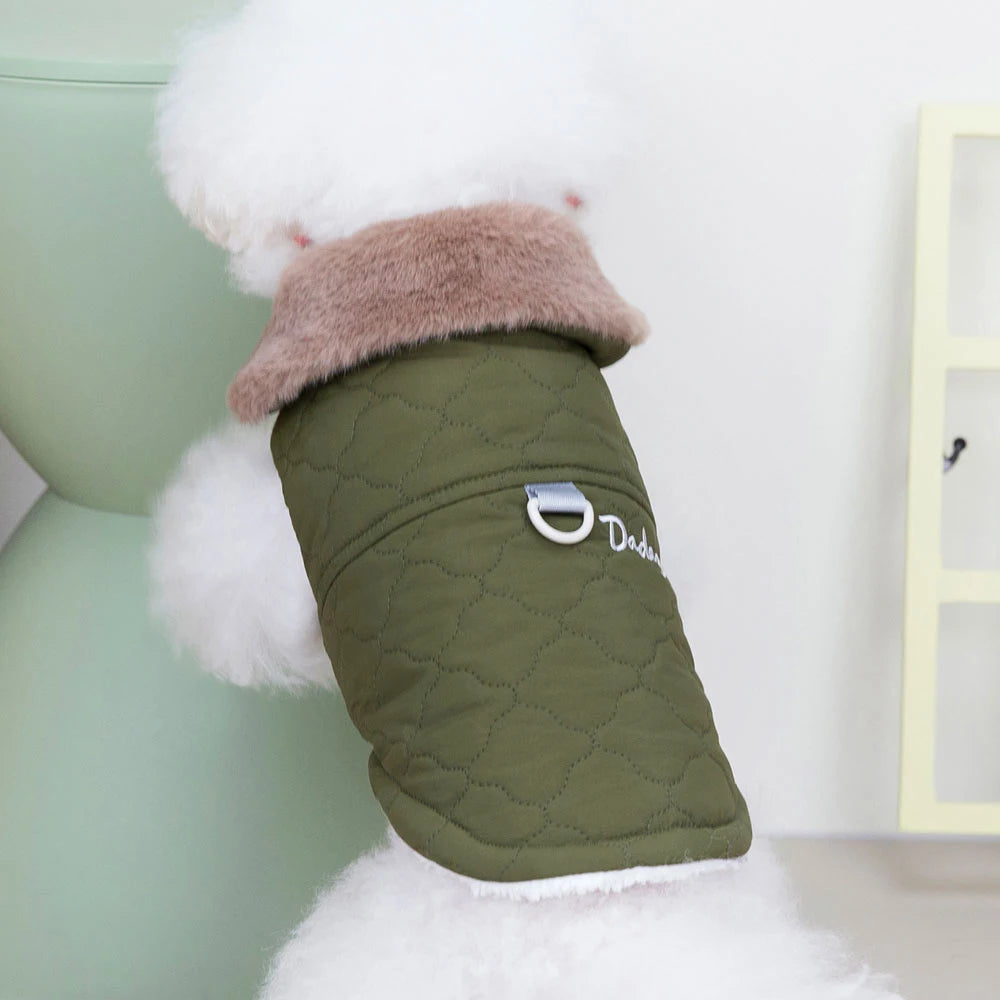 Waterproof Winter Pet Jacket Clothes Super Warm Small Dogs Clothing With Fur Collar Cotton Pet Outfits French Bulldog Coat Vest