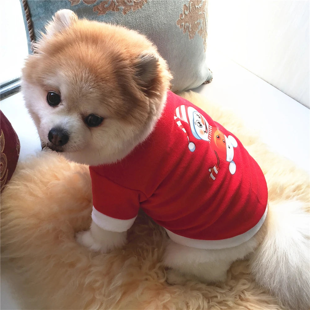 Christmas Costume Pet Dog Clothes Warm Polar Fleece Xmas Dog Clothing Cute Cat Puppy Round Neck Fleece Pullover Vest Winter Coat