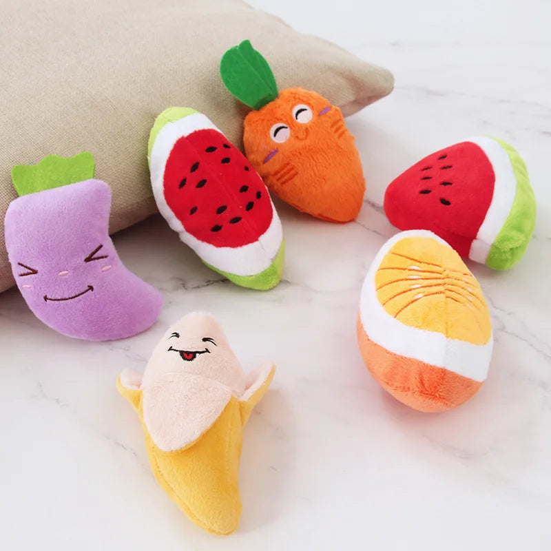 Bite Resistant Puppy Dog Cat Chew Toys Plush Squeaky Pet Fruit Toy for Small Medium Dogs Chihuahua Beagle mascotas Accessories